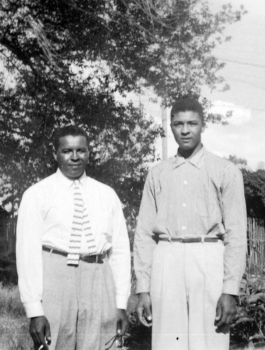 SYLVESTER DOUGLAS Thompson, right, is pictured with his brother Morrell in 1953. Morrell was 14 years older than Sylvester.