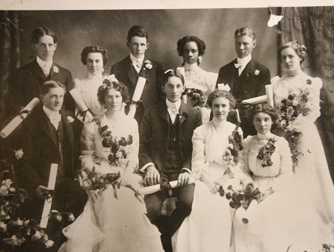 CHRISTINA WHITE was the first black student to graduate from Flathead County High School. She is pictured with the class of 1902. (Photo courtesy of The Museum at Central School)