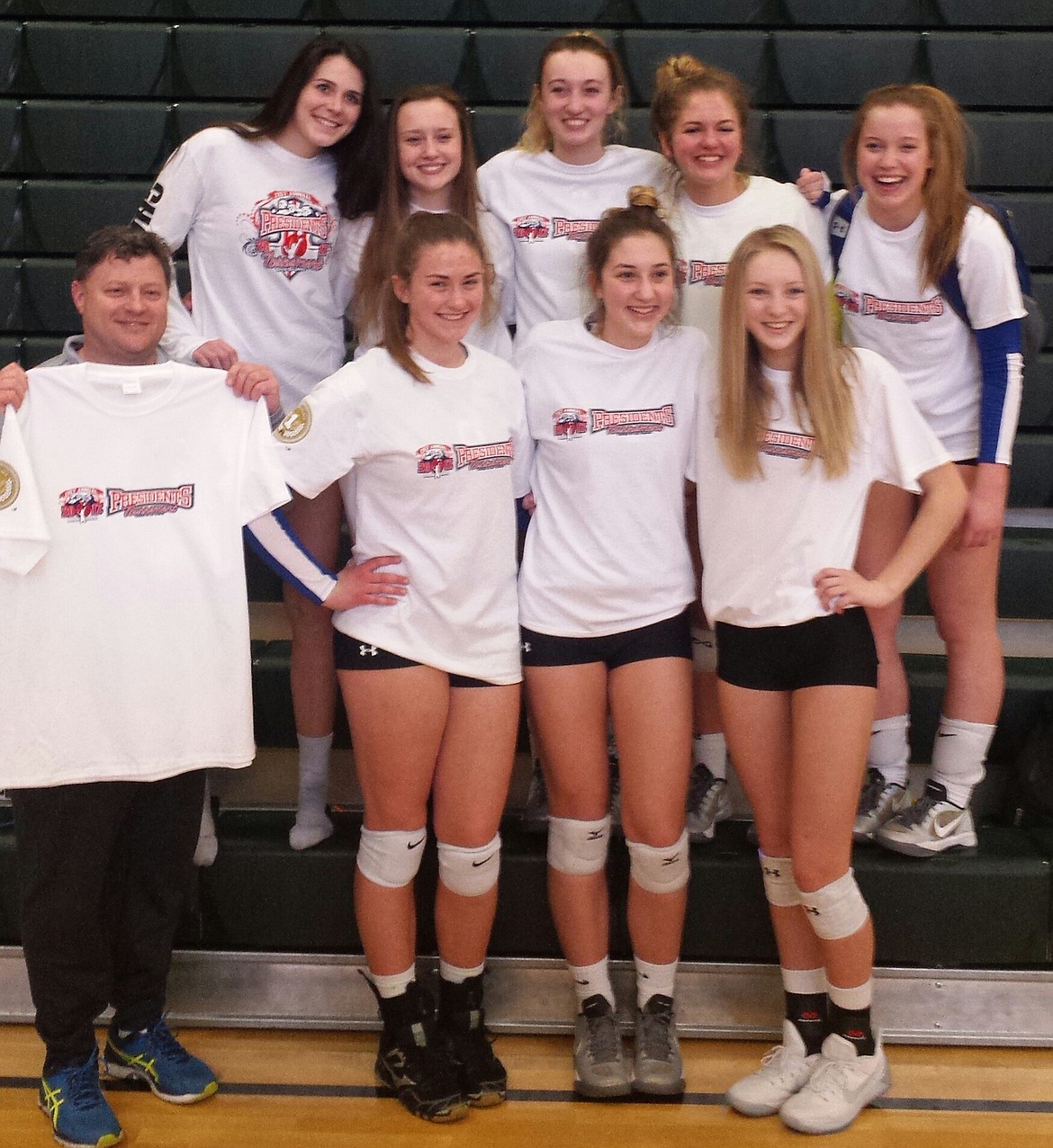 Courtesy photo
The VIP Juniors 17s volleyball team went 9-0 in the 36-team open 18 division at a Northwest Juniors Presidents weekend tournament Feb. 18-20 in Auburn, Wash. In the front row from left are coach Kenny Zink, Faith Carlson, Paige Wollan and Arlaina Stephenson; and back row from left, Mattisyn Cope, Emily Zink, Delaney Schmidt, Sam Swayze and Ailsa Hansen. Not pictured is Sydney Parks and coach Chad Coupland.