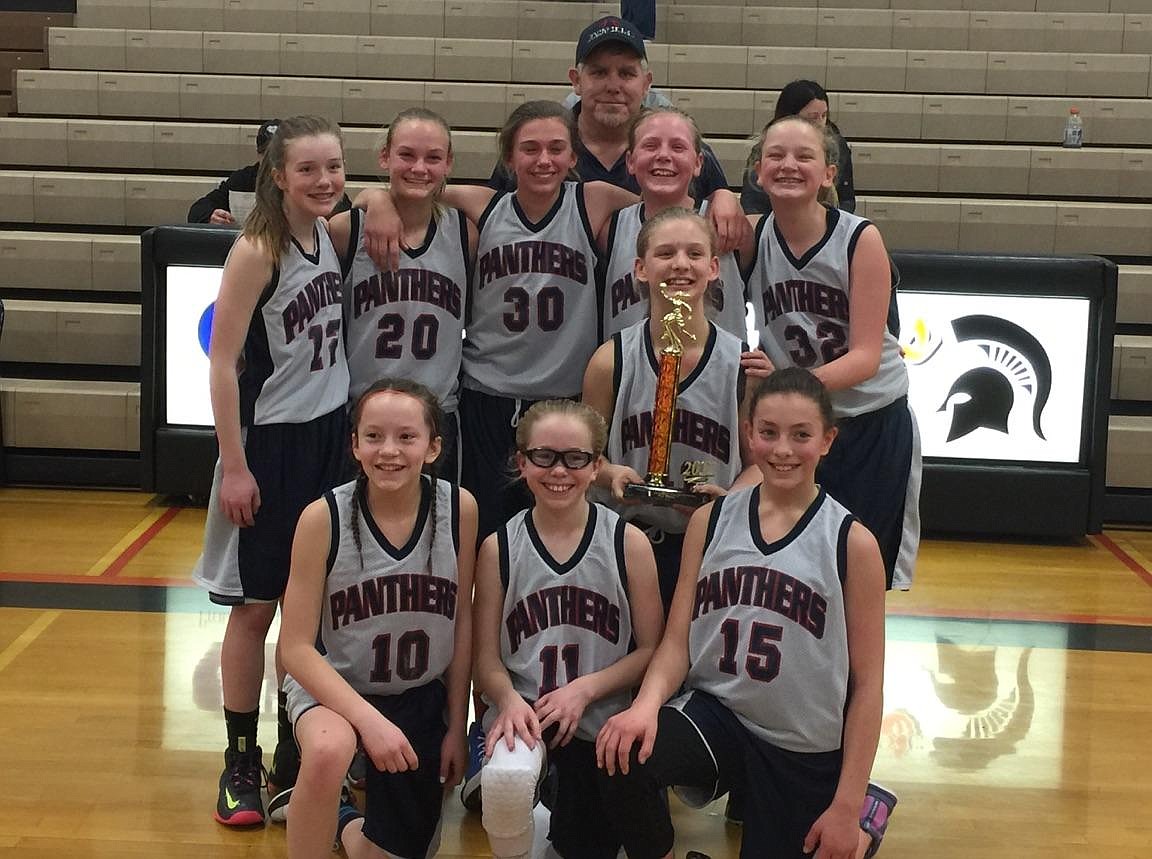 Courtesy photo
The Coeur d&#146;Alene Charter Academy middle school girls basketball B team took third place in the Priest River Challenge seventh-grade tournament. In the front row from left are Sydney Garn, Rebekah Hines, Olivia Liermann and Emily Dodd; and back row from left, Maia Keith, Molly Foster, Hadley Malinauskas, coach Mike Anderson, Emberlyn Reynolds and Sienna Hepworth.