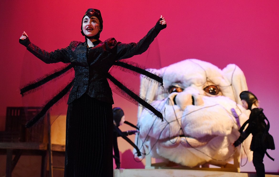 JANE TRINA, as Ygramul the Many, with Falkor the Luck Dragon a dress rehearsal for &#147;The Neverending Story,&#148; Tuesday, Feb. 21, at the O&#146;Shaughnessy Center. (Brenda Ahearn/This Week in the Flathead)