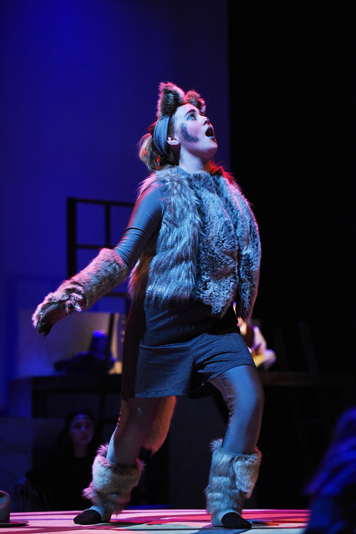 LUCY SCHINDLER, as Gmork the werewolf, in a dress rehearsal for &#147;The Neverending Story,&#148; Tuesday, Feb. 21, at the O&#146;Shaughnessy Center. (Brenda Ahearn/This Week in the Flathead)