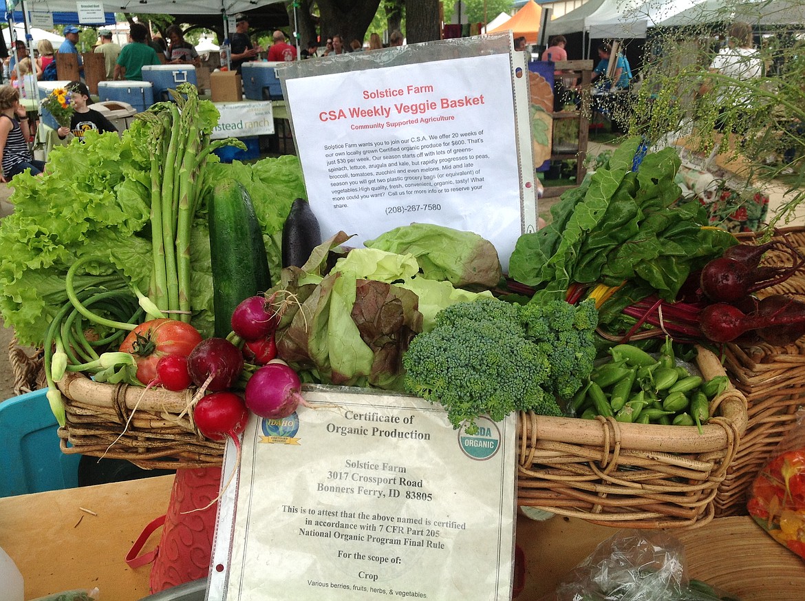 (Courtesy photo)
Solstice Farms hopes to get more Boundary Couty residents involved with the CSA program, which provides consumers with a fresh vegetable basket like this one every week during the summer months.