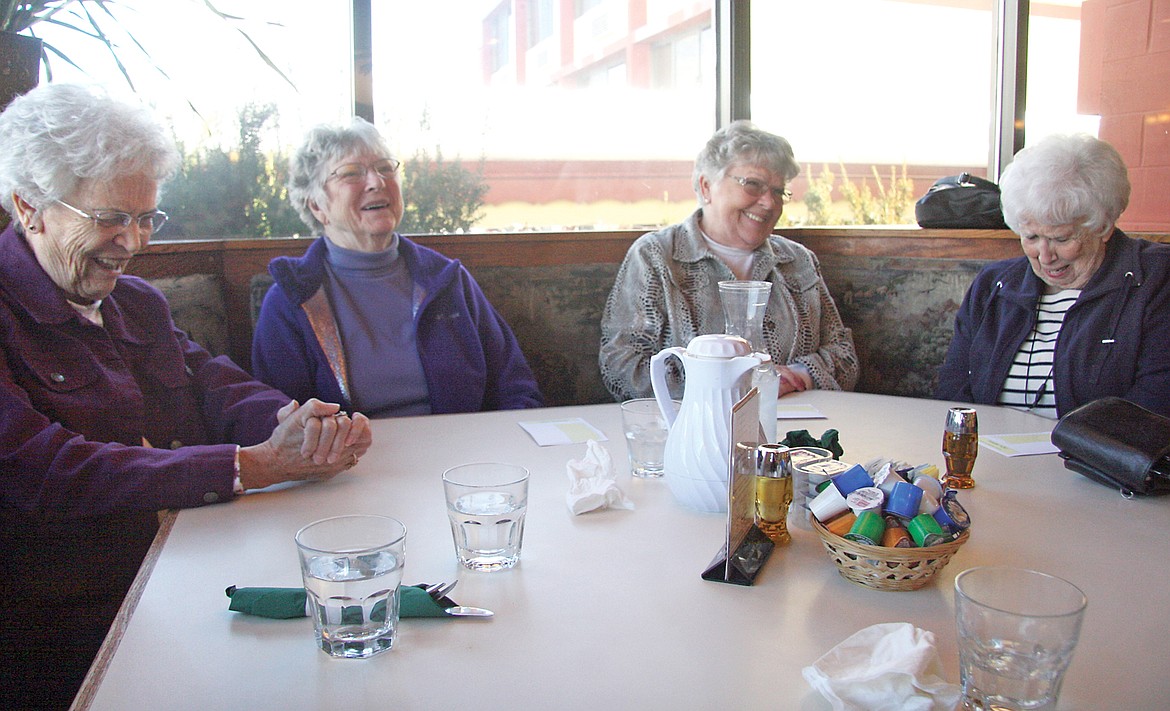 Pat Warrington, Jo Gilden, Carol Chrismore and Hazel Halsey having one of their many laughs during their Friday lunch together. (Bethany Rolfson/TWN)