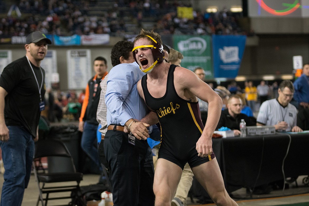 Kennady Schlagel/courtesy photo
Hunter Cruz lets out a yell after winning the state championship.