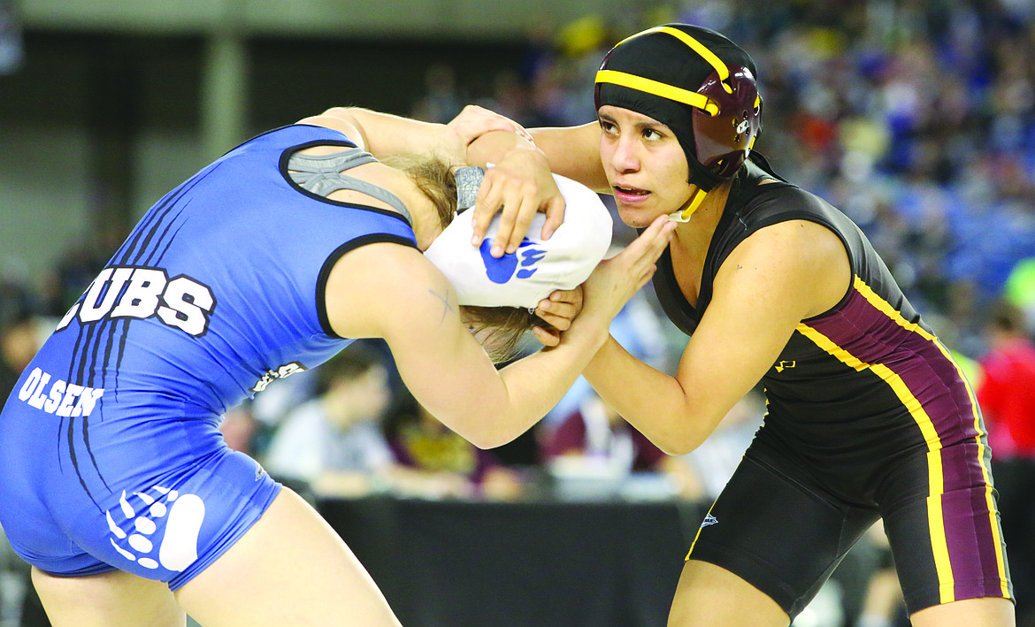 Connor Vanderweyst/Columbia Basin Herald
Moses Lake&#146;s Melanie Flores competes in the state semifinals.