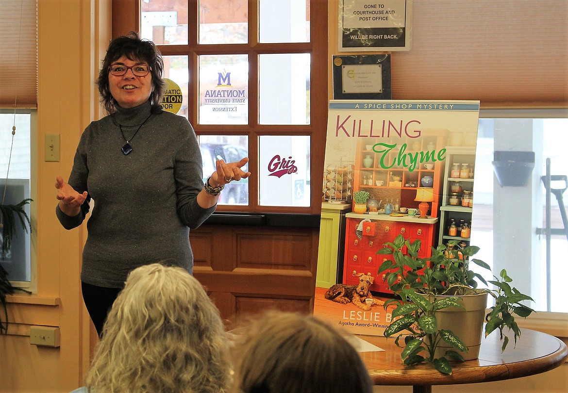 Cozy mystery author, Leslie Budewitz, did a book signing at the Mineral County Library on Feb. 11. (Kathleen Woodford/Mineral Independent).