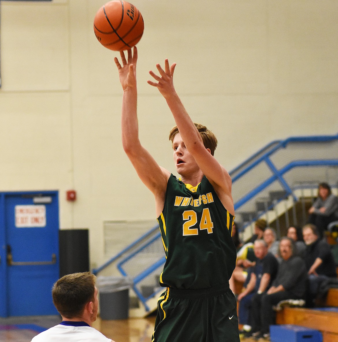 Sawyer Silliker launches a jumper during Thursday's win over Columbia Falls.