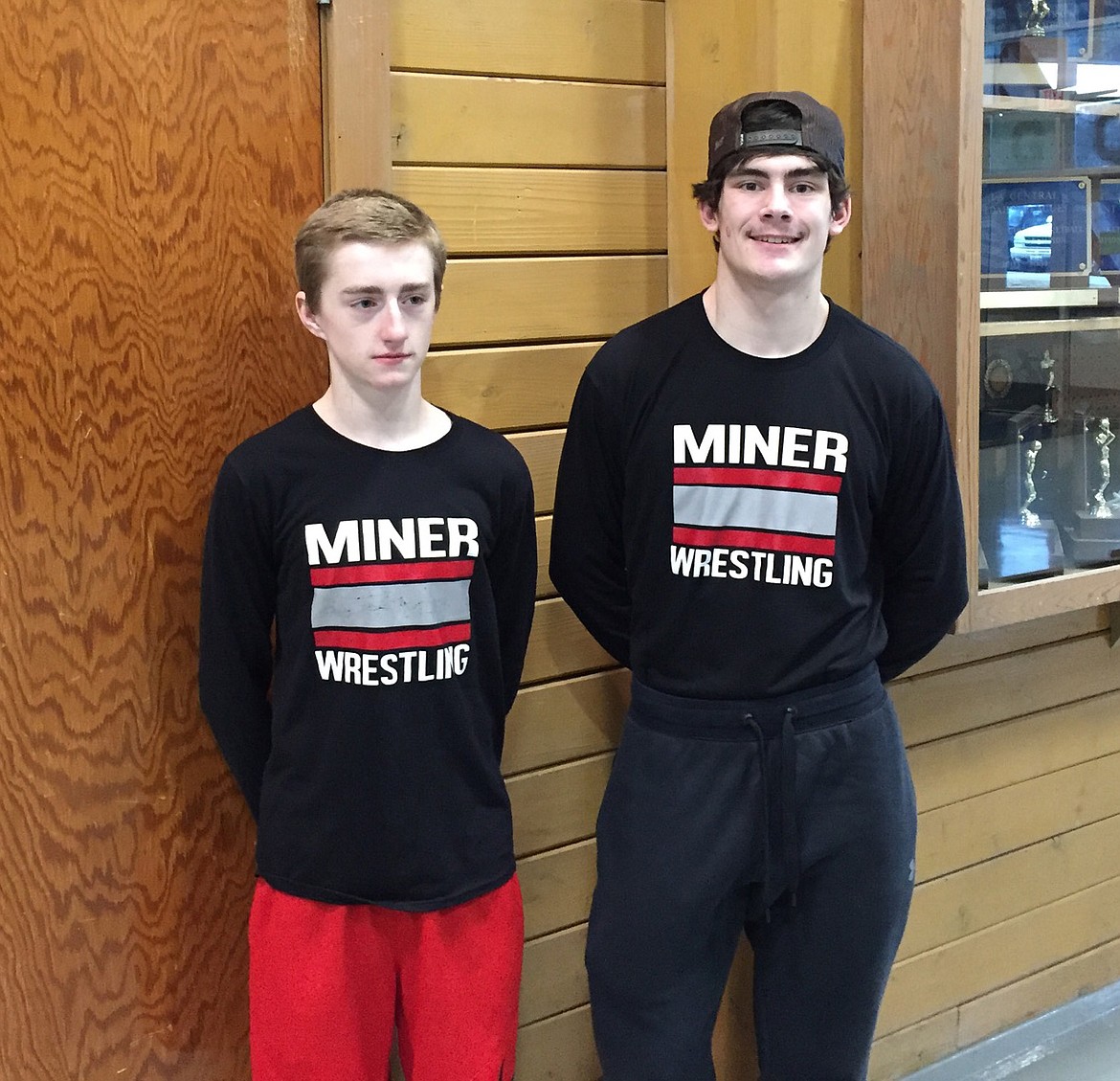 Courtesy photo
Wallace wrestlers Austin McKinnon and Stetson Crewdson qualified for the state tournament by placing in first and second respectively at their district tournament at Grangeville High School. Also qualifying, but not pictured is Myles Hayman.