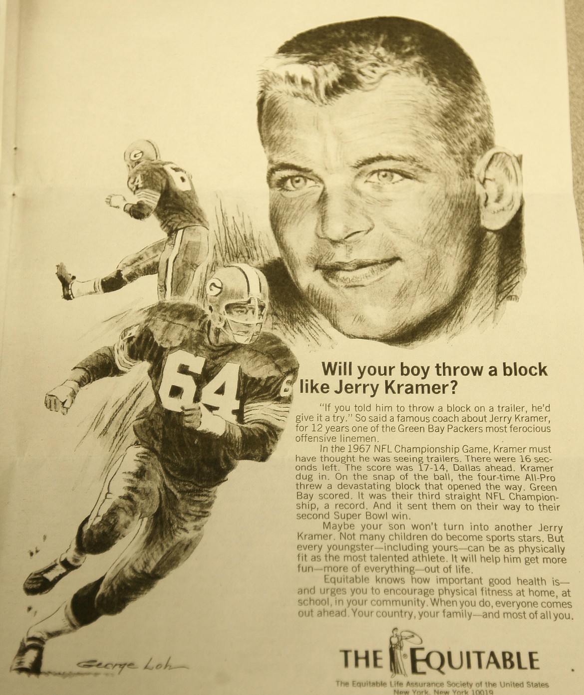 (Courtesy photo)
This ad, from a 1969 Sports Illustrated, shows how popular Jerry Kramer was as a player. To this day, he is one of the most respected and revered members of the Packers&#146; dynasty, and long overdue for a bust in Canton, Ohio.