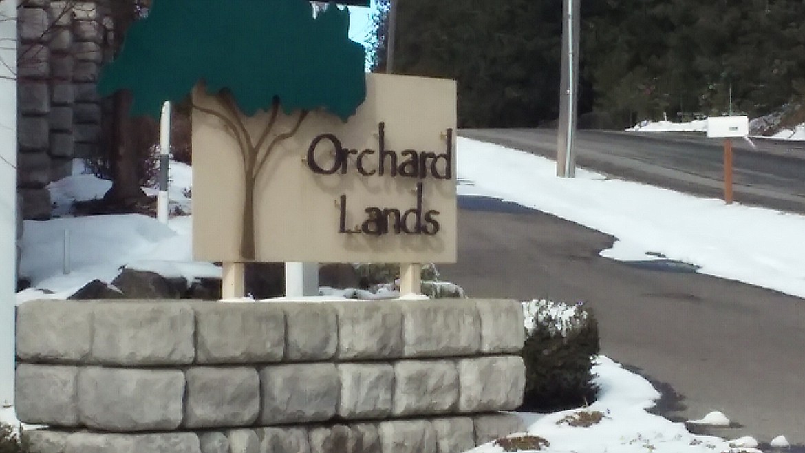 Photo by TYLER WILSON
Entry into the Orchard Lands neighborhood in Coeur d'Alene.