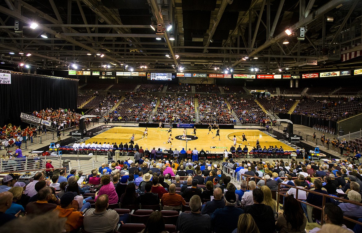 LOREN BENOIT/PressFans watch the state 5A tournament game between Post Falls and Boise High School Thursday night at the Ford Idaho Center in Nampa.
