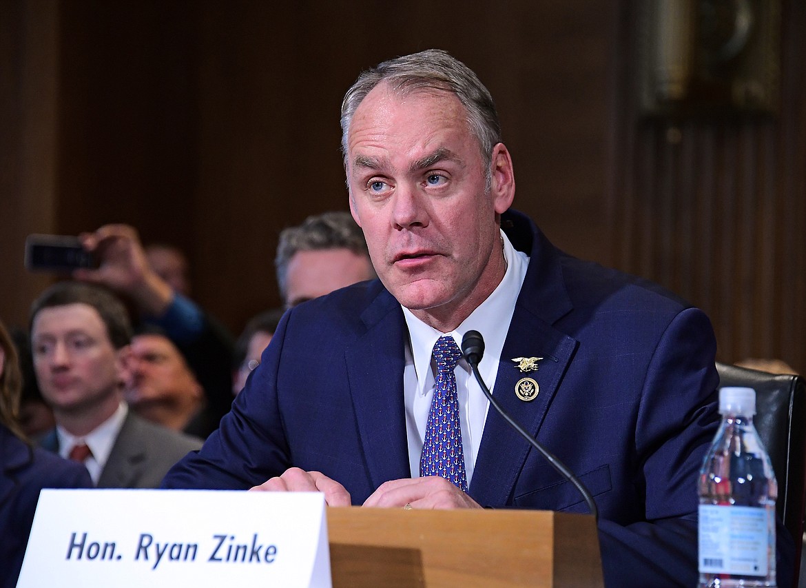 United States Representative Ryan Zinke (Republican of Montana) testifies before the US Senate Committee on Energy and Commerce as it holds a hearing considering confirmation of his appointment to be US Secretary of the Interior on Capitol Hill Tuesday, Jan. 17, 2017 in Washington, D.C. (Ron Sachs/CNP/Sipa USA/TNS)