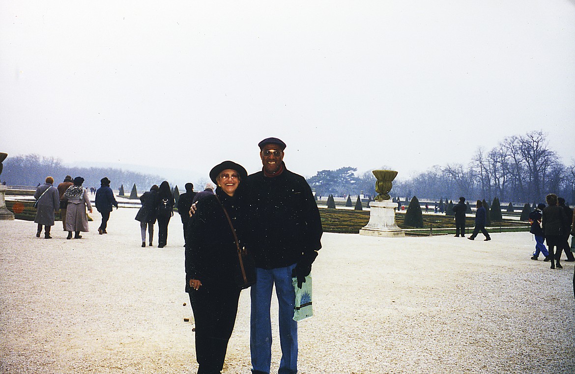 Rae and Zip Rhoades enjoyed a visit to Paris in their later years together. Here they are pictured on the grounds at Versailles. (Courtesy Willard &#147;Shorty&#148; Stockard)