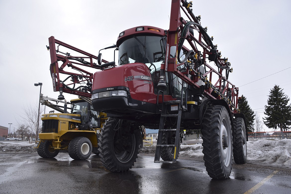 A SELF-PROPELLED sprayer machine dominated the parking lot outside the Lake County Leader Trade Show in Ronan on Saturday. (Brett Berntsen/Lake County Leader)