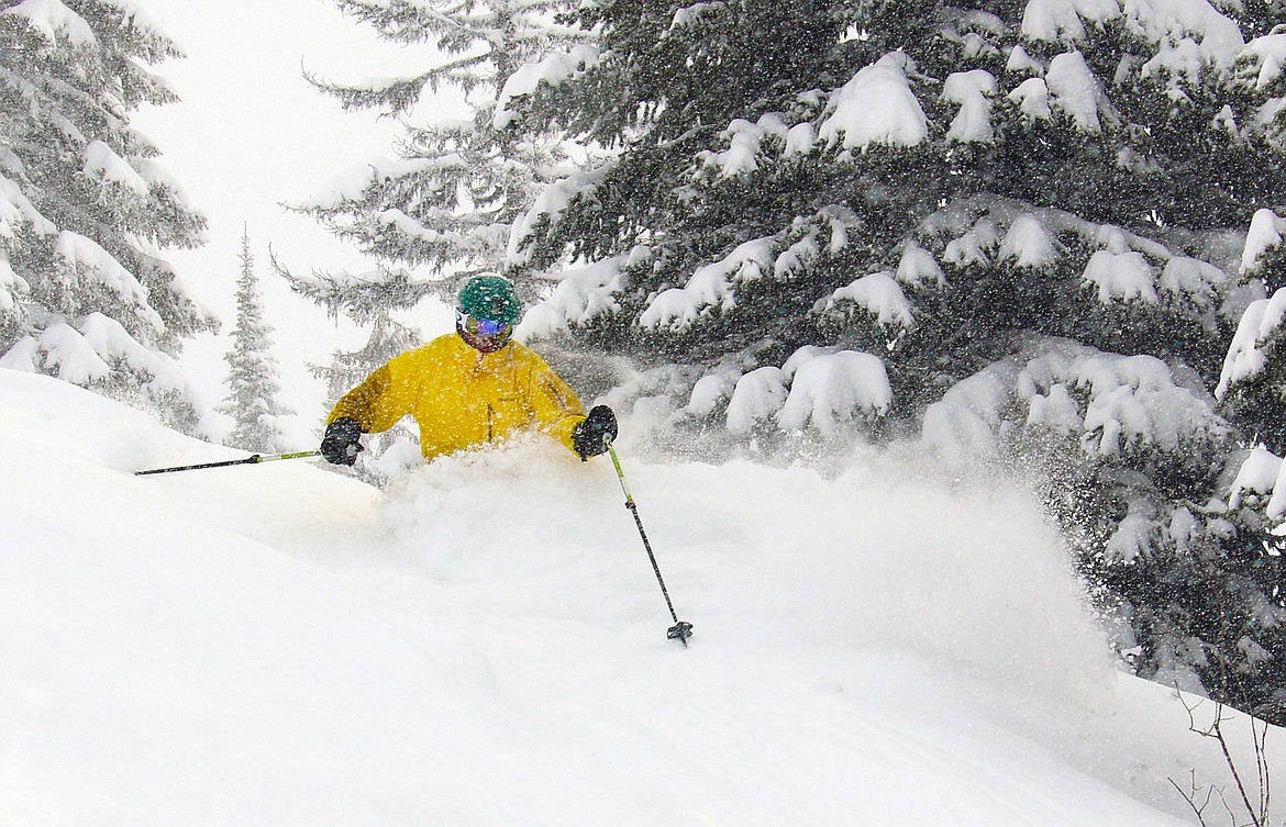 Ian Griffiths skis in the Good Medicine area at Whitefish Mountain Resort on Sunday, Feb. 26. Big Mountain has received nearly 4 feet of snow in the last week.