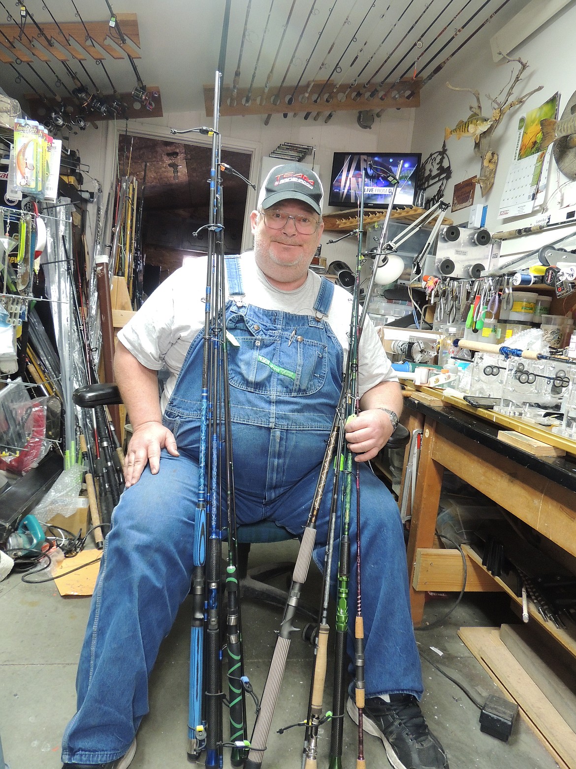 Ted Escobar/The Sun Tribune - These are the basic rods that Rod Bollinger makes. The artwork is his own.