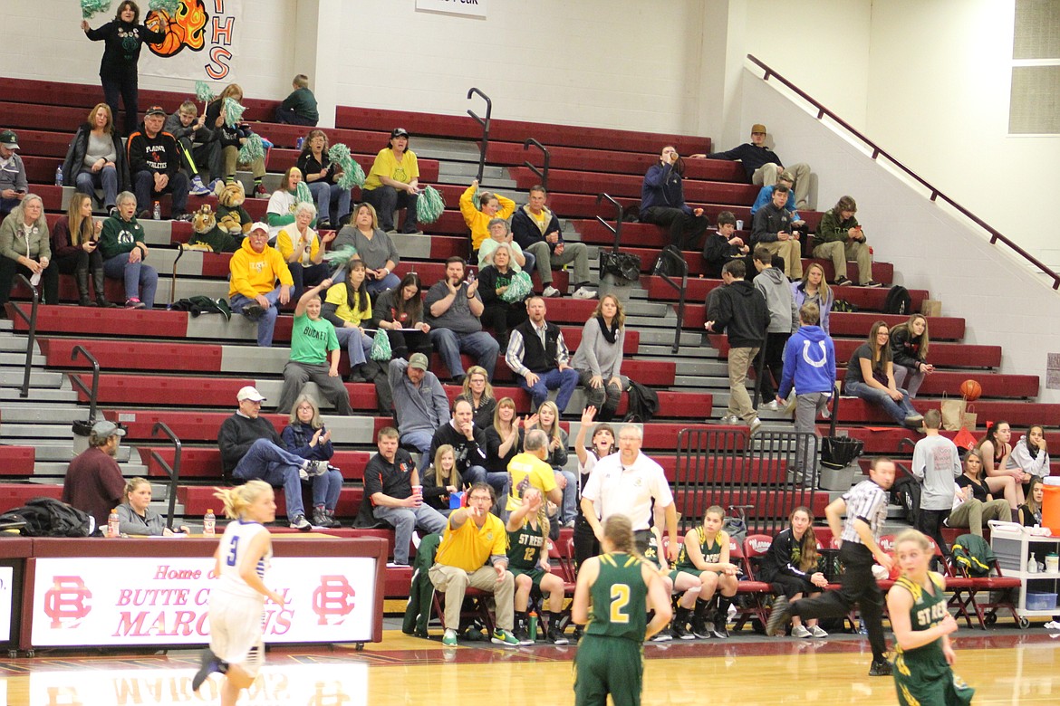 Tiger fans cheer on the girls during their matchup against Lone Peak at the Maroon Activity Center in Butte on Thursday. (Kathleen Woodford/Mineral Independent).