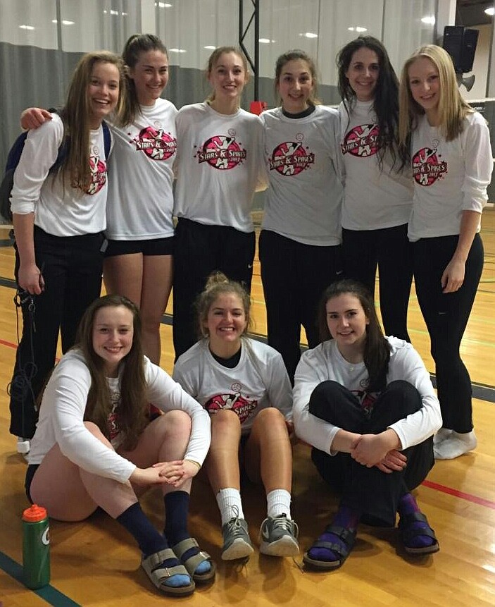 Courtesy photo
VIP Juniors went 6-0 to win the 20-team Spokane Sky Classic Stars &amp; Spikes Tournament at Riverside High in Chattaroy, Wash., on March 5. In the front row from left are Emily Zink, Sam Swayze and Sydney Parks; and back row from left, Ailsa Hansen, Faith Carlson, Delaney Schmidt, Paige Wollan, Mattisyn Cope and Arlaina Stephenson. Not pictured are coaches Chad Coupland and Kenny Zink.