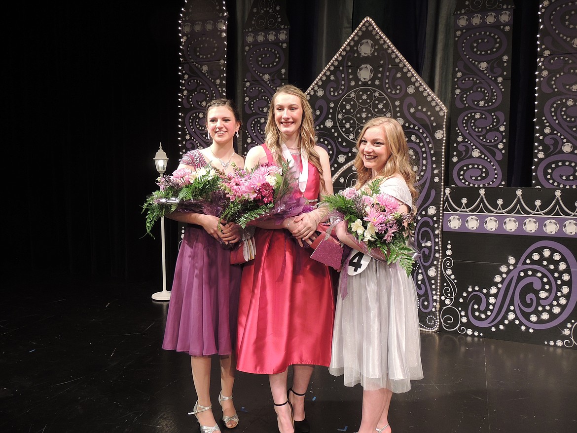 Ted Escobar/The Sun Tribune - The 2017 Othello distinguished Young Women court in includes DYW Kaiden Quigley, center, runner-up Rachel Risenmay, left and runner-up Elizabeth Giles. They will reign until March next year.