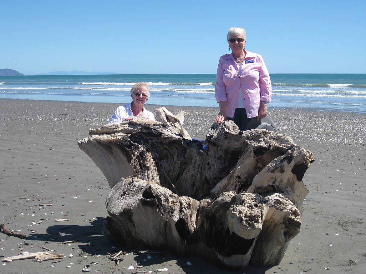 Beaudion enjoys the beach in New Zealand with her host, Jackie Jory, in 2014 during a Friendship Force journey. (Photo courtesy of Carol Beaudion)