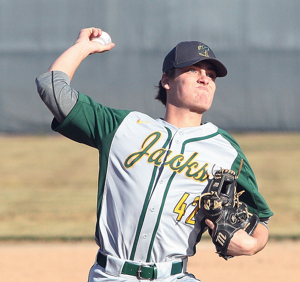 Rodney Harwood/Columbia Basin HeraldQuincy senior Cody Kehl delivers to the plate during the second inning of Friday's season opener against Cheney. The Jacks lost 10-0.