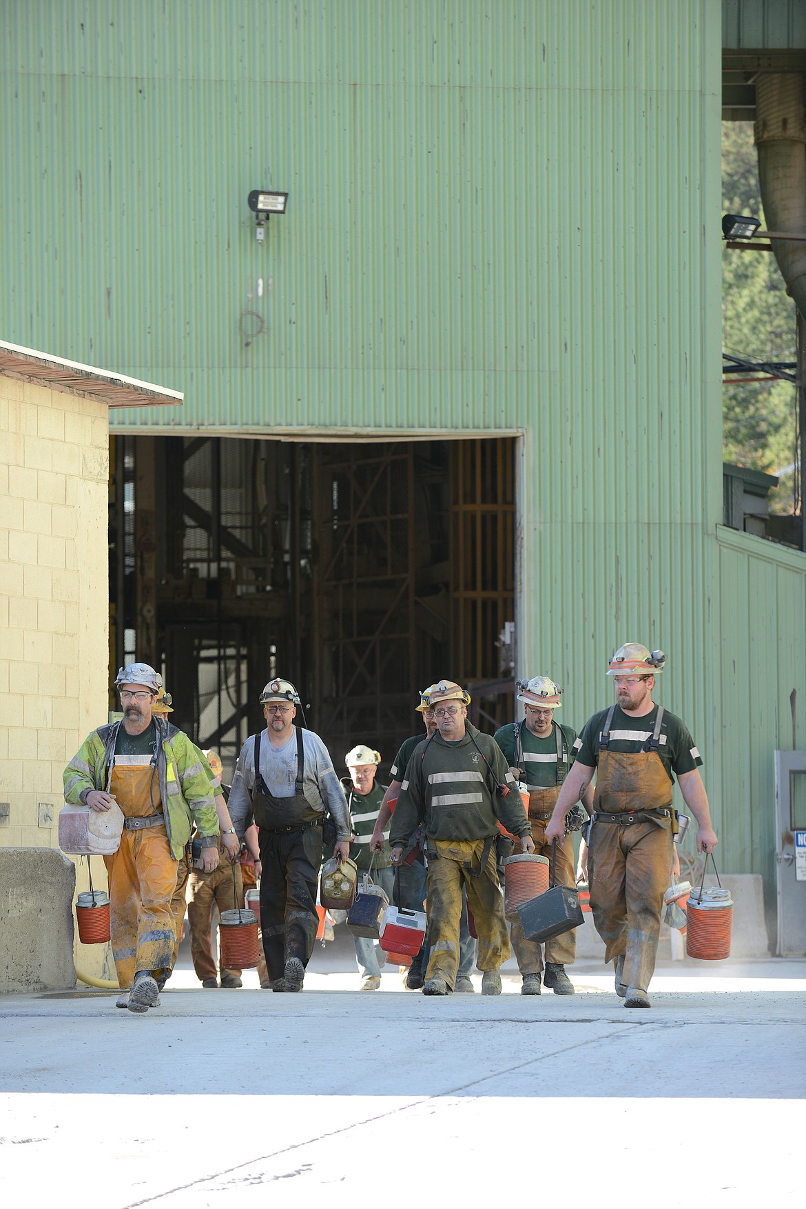 Photo courtesy of HECLA MINING COMPANY
Workers exit the Lucky Friday Mine in Mullan.