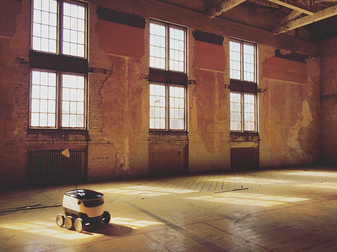 COURTESY PHOTOA delivery robot from Starship Technologies explores the old elks building during the Think Big Festival in 2016. The company helped lobby Idaho politicians to pass laws that allow and regulate the use of robots for delivery purposes.