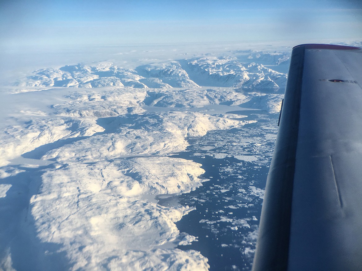 Landfall at Greenland was a welcome sight after flying over the ocean.