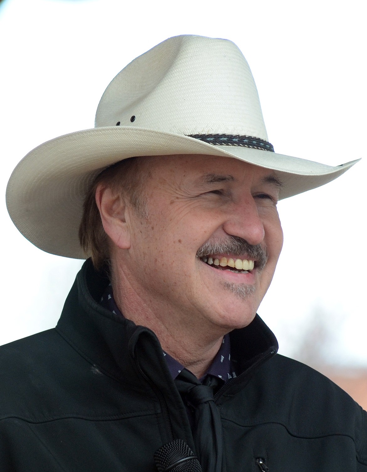 Rob Quist, Democrat candidate for the U.S. House in the upcoming special election, speaks at a public lands rally on Saturday at Depot Park in Kalispell. (Matt Baldwin/Daily Inter Lake)