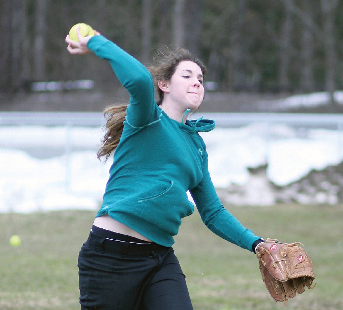 Senior Alyssa during softball practice Wednesday afternoon. (Elka Wood/TWN)