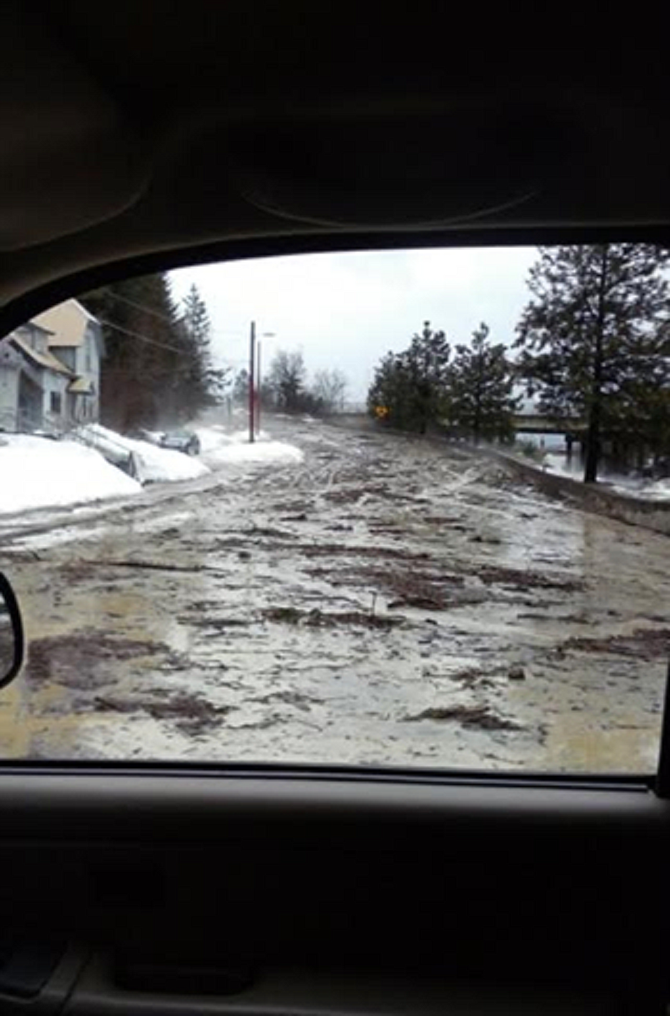 (Courtesy photo)
A mudslide at U.S. Highway 95 and Ash St. backs up traffic from Bonners Ferry to the U.S. Canadian Border for about five hours on Saturday.