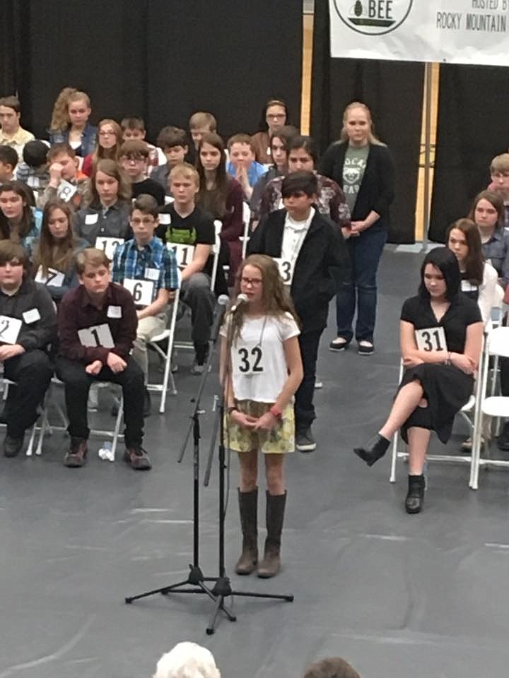 Superior sixth-grader (number 32), Payton Milender traveled to Billings on Saturday, March 18 to compete in the Treasure State Spelling Bee. Aidan Veress from Gardiner won the event. (Photo courtesy of Kami Miller Milender).