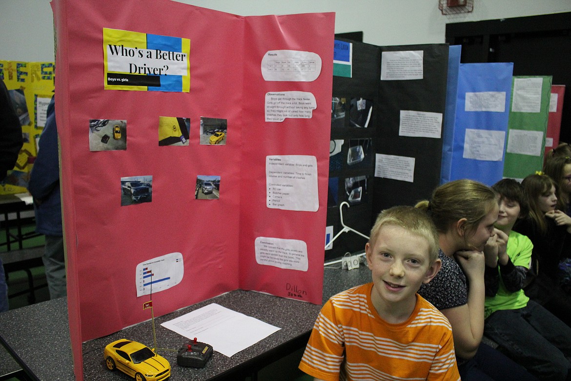 Fourth-graders Jonah Lowry and Dillon Thomas won silver when they concluded that girls are better drivers than boys. (Kathleen Woodford/Mineral Independent).