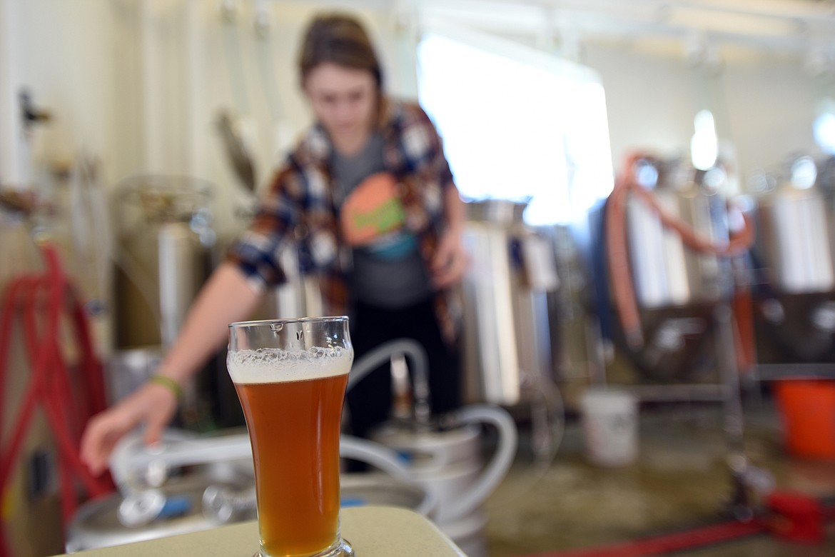 A glass of beer is set aside for examination on Monday at Flathead Valley Community College&#146;s brewing science facility. Once the beer is sampled for quality assessment, the rest of the brew is poured down the drains.&#160;(Brenda Ahearn photos/Daily Inter Lake)