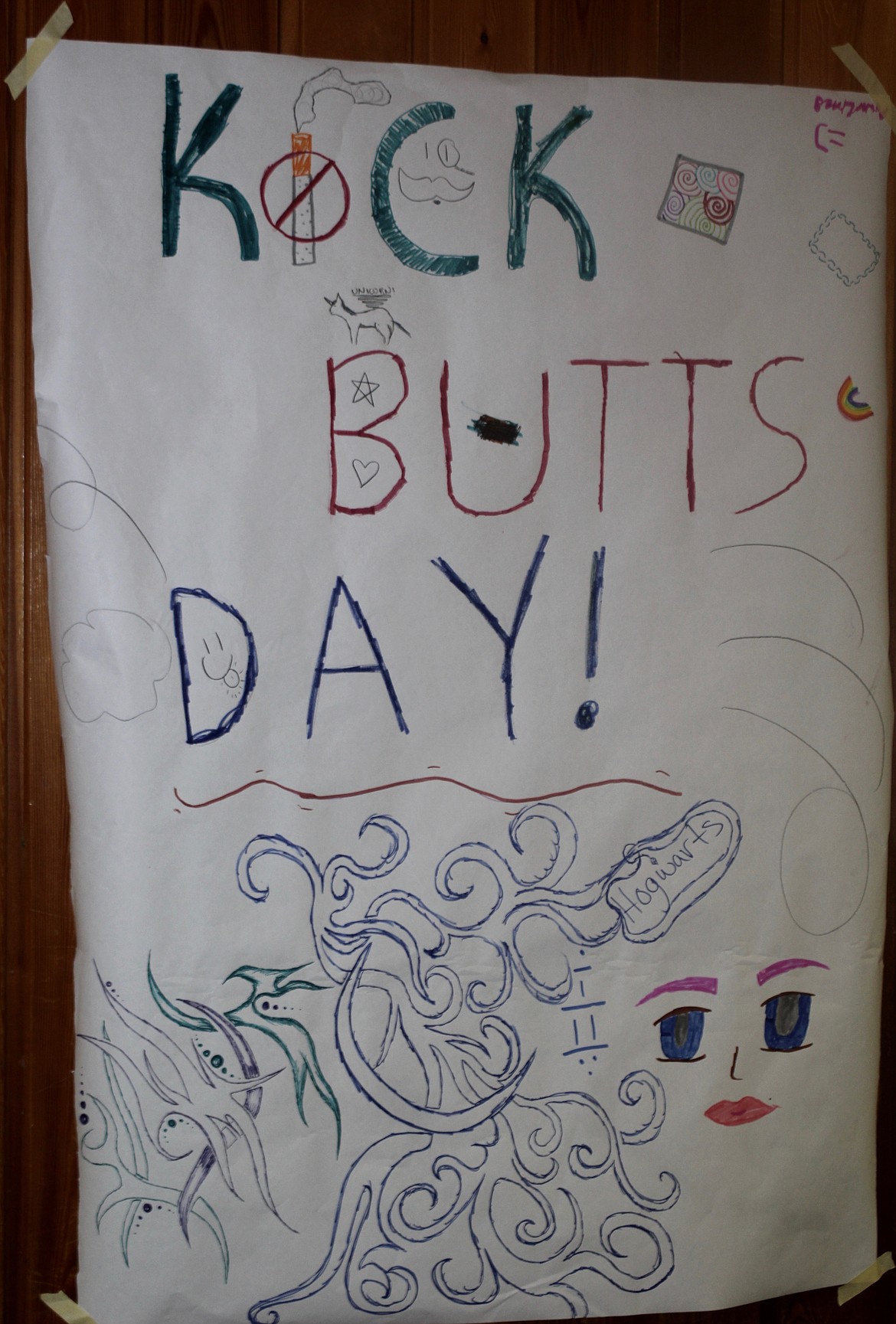 Kick Butts Day poster on the wall of Plains High School.