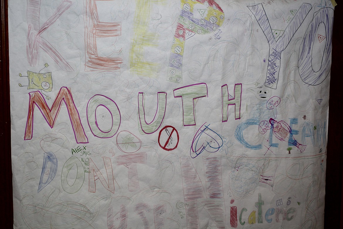 Another Kick Butts poster on the wall at Plains High School.  The poster reads &#147;Keep Yo Mouth Clean Don&#146;t Use Nicotine&#148;