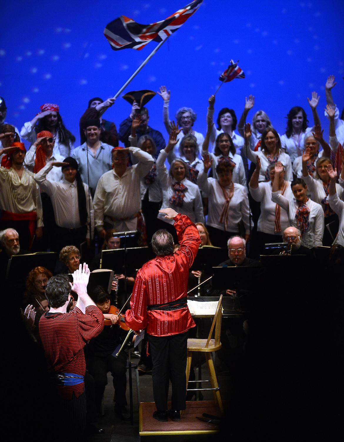 Maestro Zoltek leading the Glacier Symphony and Chorale in a performance of &#147;The Pirates of Penzance&#148; in 2013.