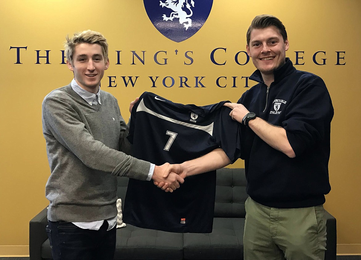 POLSON’S MIKE MERCER signs a letter of intent with Kings College, out of the New York City, to play NCAA Division-III soccer for the 2017-2018 season. (photo courtesy of John Mercer and Kings College)