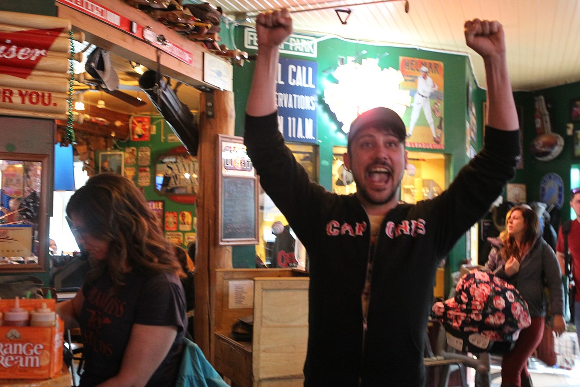 DEVIN HEILMAN/Press
Capone&#146;s bartender Ajay Archuleta reacts as Gonzaga beat South Carolina in the Final Four on Saturday.