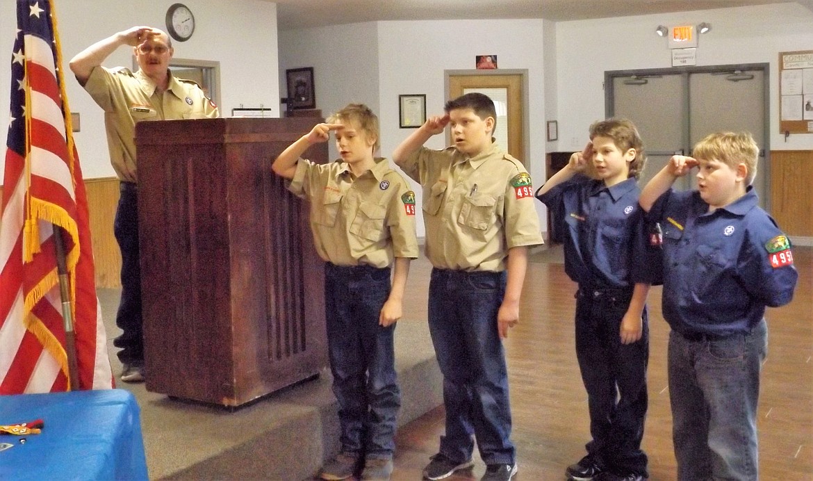 Cub Scout Pack 4953 of St. Regis had an awards ceremony on April 1 for the Weblos and Wolf&#146;s accomplishments. (Photo courtesy of Sarah Kelley).