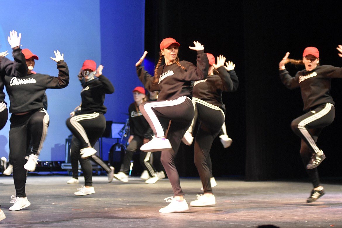 Whitefish High School student council held its annual Talent Show Thursday showcasing the talents of several students who sang, danced and performed comedy acts. Members of Dance Elements entertain the crowd. (Heidi Desch/Whitefish Pilot)