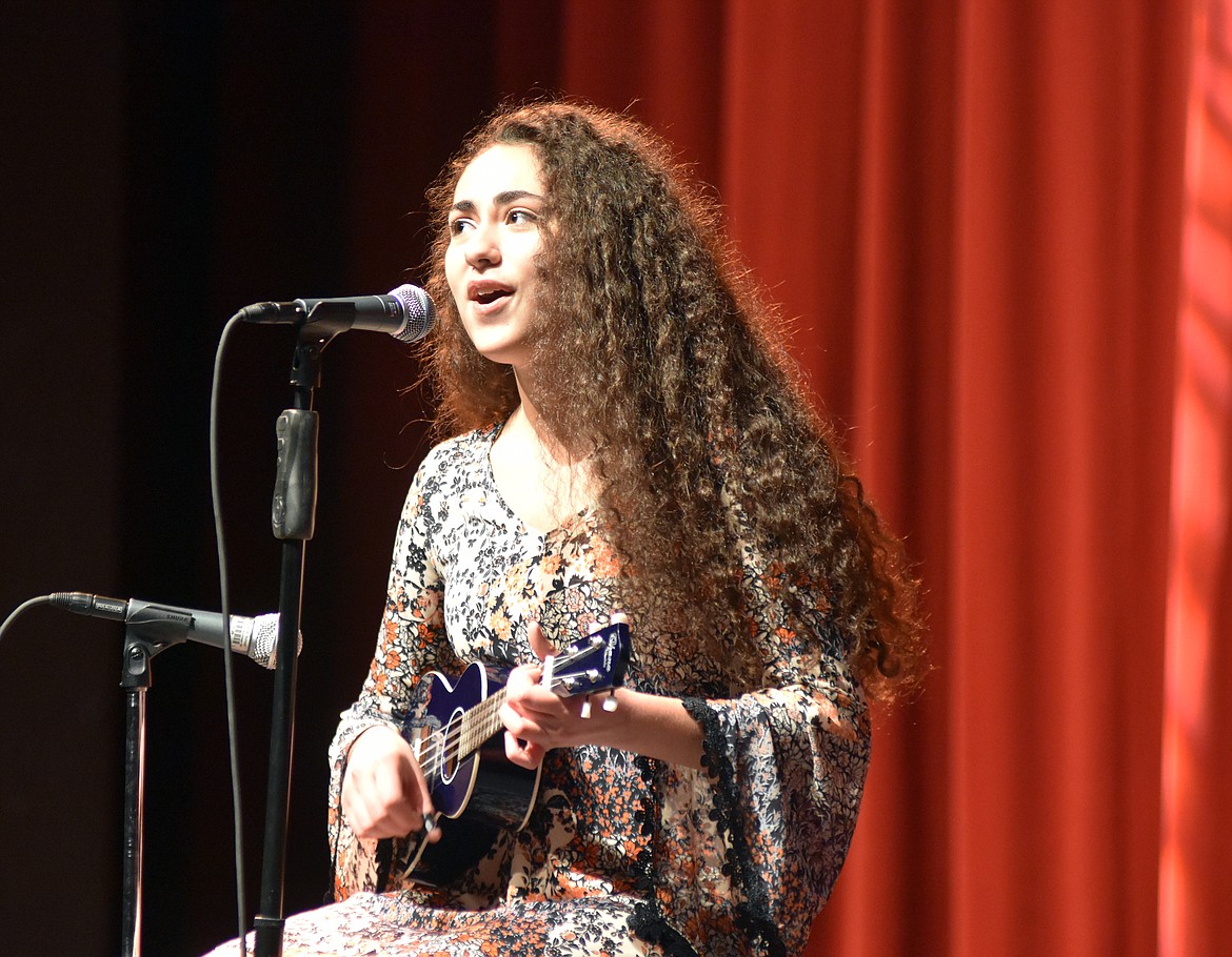 Whitefish High School student council held its annual Talent Show Thursday showcasing the talents of several students who sang, danced and performed comedy acts. Myah Strauser performs &#147;Say You Love Me.&#148; She won third place in the competition. (Heidi Desch/Whitefish Pilot)