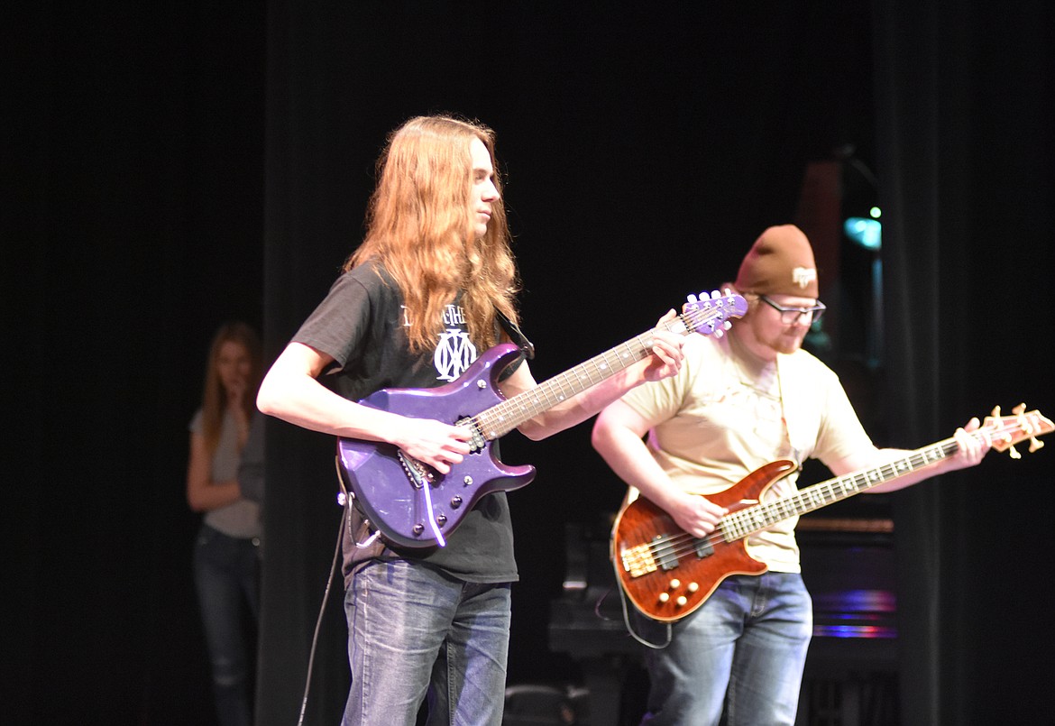 Whitefish High School student council held its annual Talent Show Thursday showcasing the talents of several students who sang, danced and performed comedy acts. Port Nugent and Zach Andrew Christ perform &#147;Constant Motion.&#148; (Heidi Desch/Whitefish Pilot)