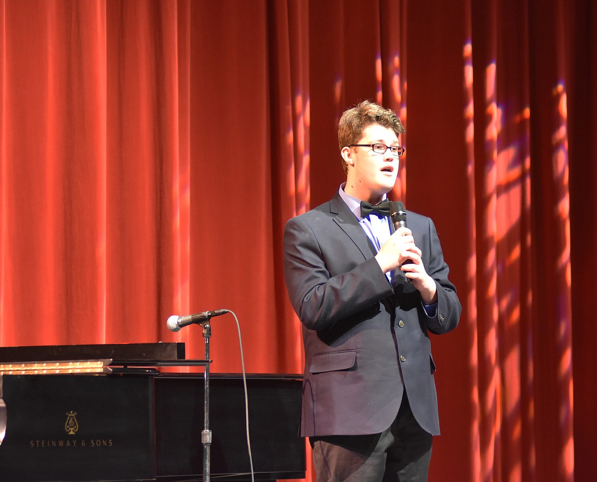 Whitefish High School student council held its annual Talent Show Thursday showcasing the talents of several students who sang, danced and performed comedy acts. Walter Pearson sings &#147;Amazing Grace.&#148; (Heidi Desch/Whitefish Pilot)