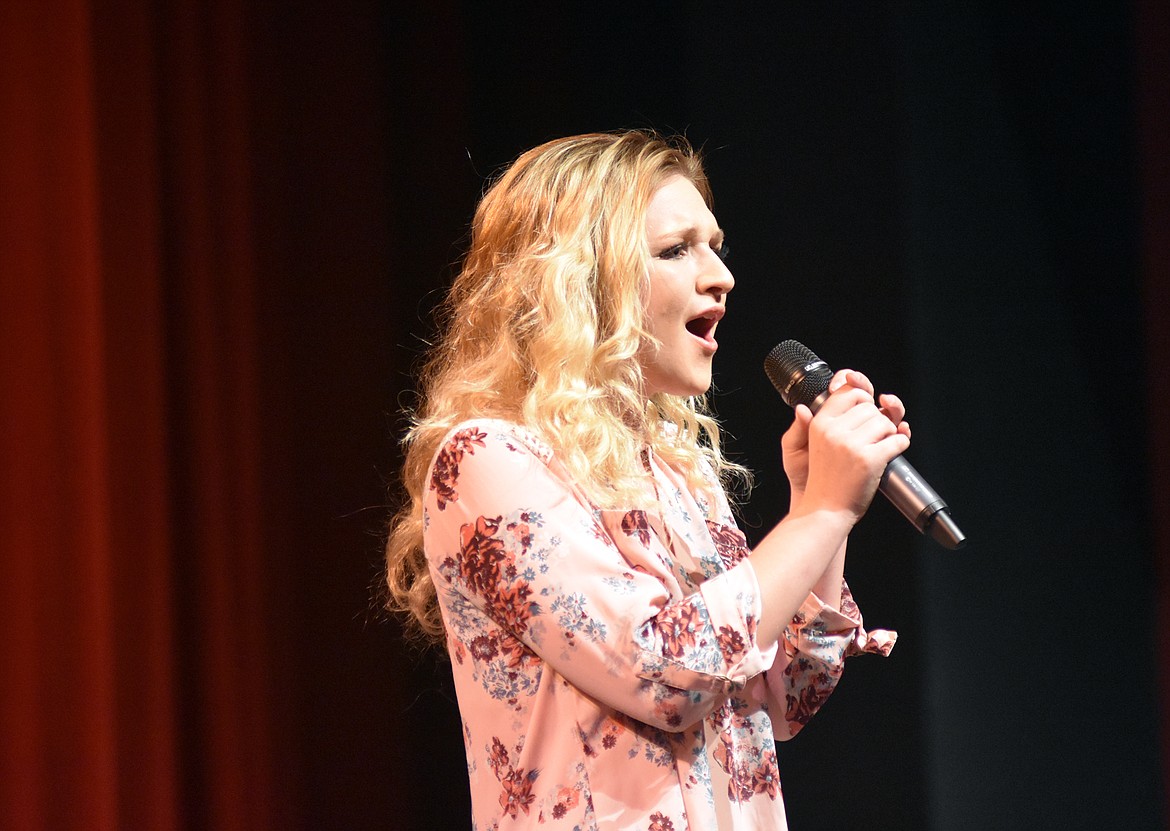 Whitefish High School student council held its annual Talent Show Thursday showcasing the talents of several students who sang, danced and performed comedy acts. Abby Carson sang &#147;Rolling in the Deep&#148; by Adele during the show. (Heidi Desch/Whitefish Pilot)