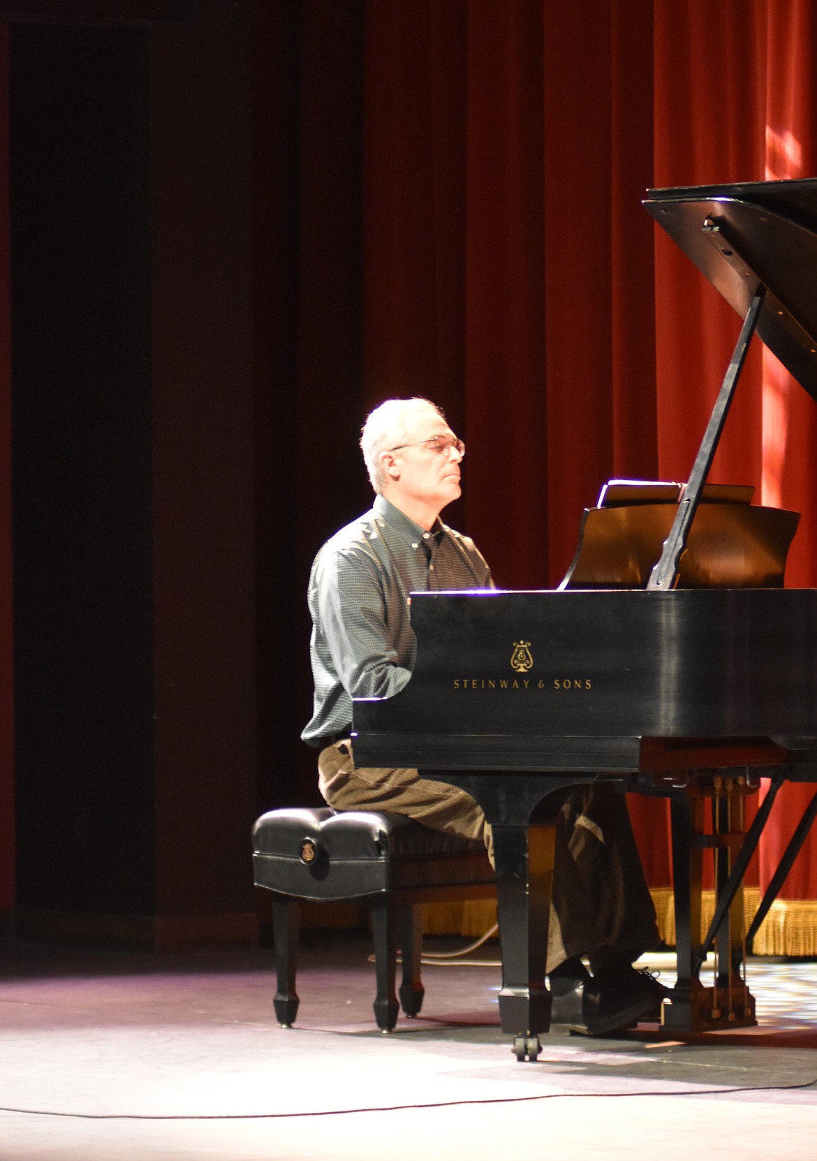 Whitefish High School student council held its annual Talent Show Thursday. Librarian Dan Kohnstam plays &#147;River Flows in You&#148; by Yiruma. (Heidi Desch/Whitefish Pilot)