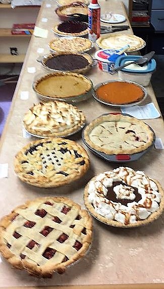 13 mouth-watering pies were entered into the Mineral County Public Library&#146;s contest held on Mar. 25. (Photo by Florence Evans).