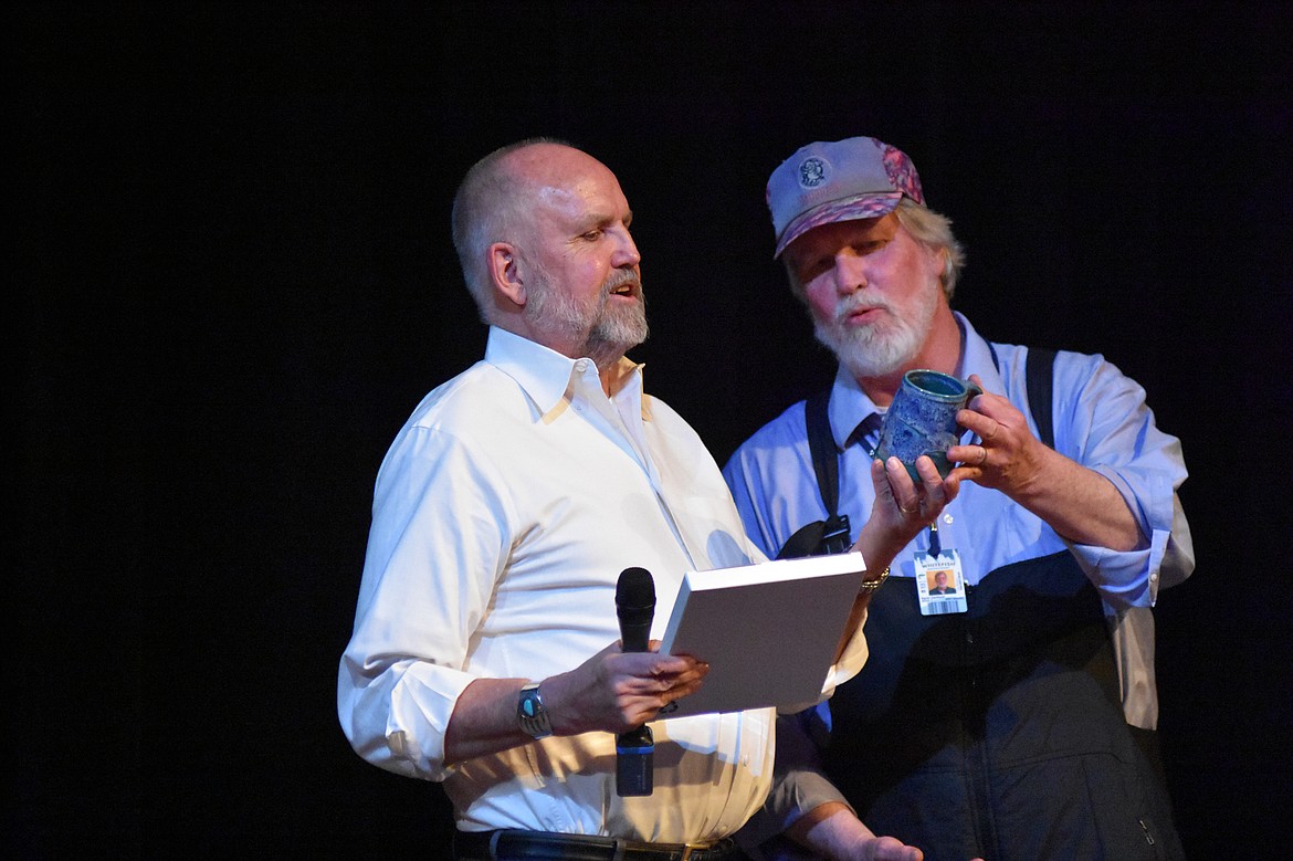 Whitefish Chamber of Commerce Executive Director Kevin Gartland presents Tom Tornow with the chamber&#146;s Citizen of the Year award Wednesday during the chamber&#146;s annual awards event.