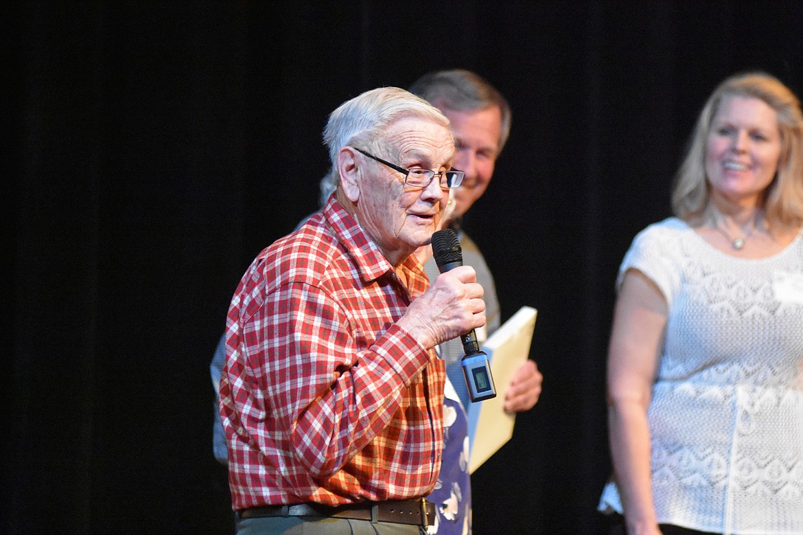 Duane Reisch accepts an award on behalf of his family. The Reisch Family Partnership was awarded Tourism Business of the year Wednesday during the Whitefish Chamber of Commerce&#146;s annual awards night.